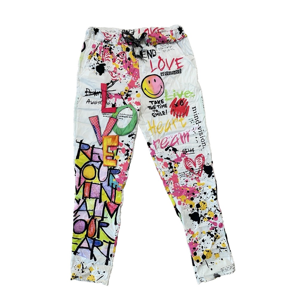 Women's LOVE‎  Pop Art Graffiti Hippie Style Streetwear Pants Sz M